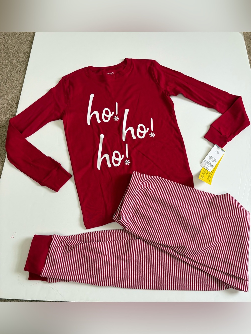 Carters Christmas Pajamas Ho Ho Ho Boys Size 14 Red Stripe New